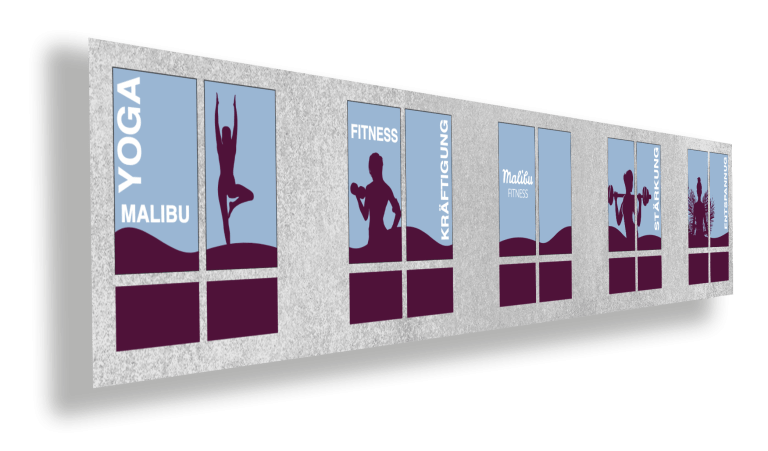 Entwurf der Fensterfolierung von Malibu Fitness